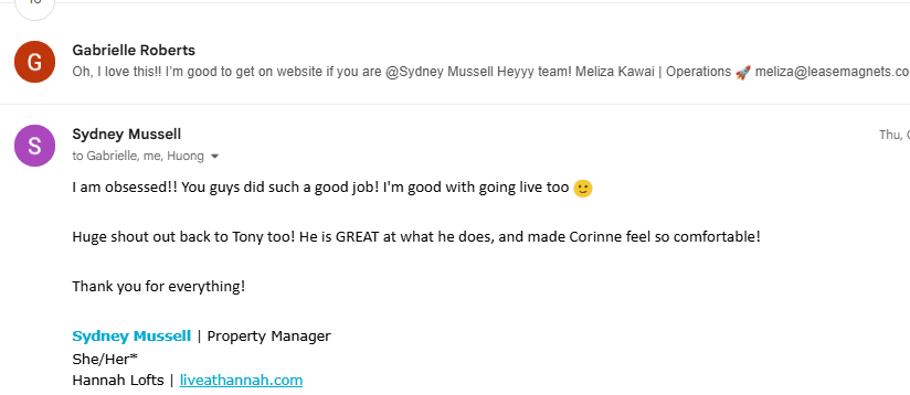A saved LeaseMagnets testimonial screenshot.